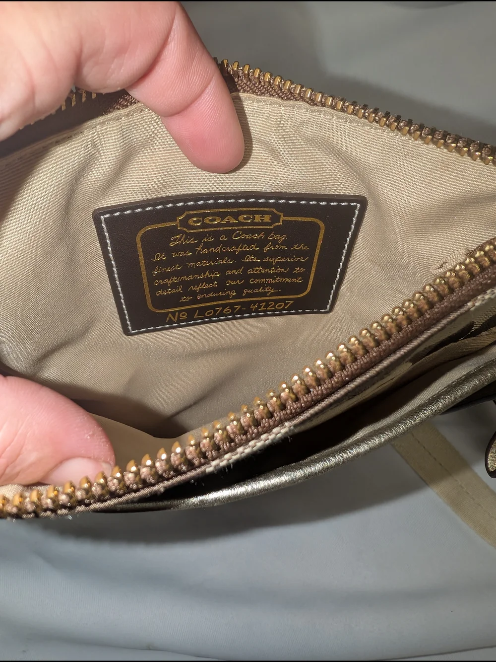 Coach Beige and Brown Signature Crossbody Bag